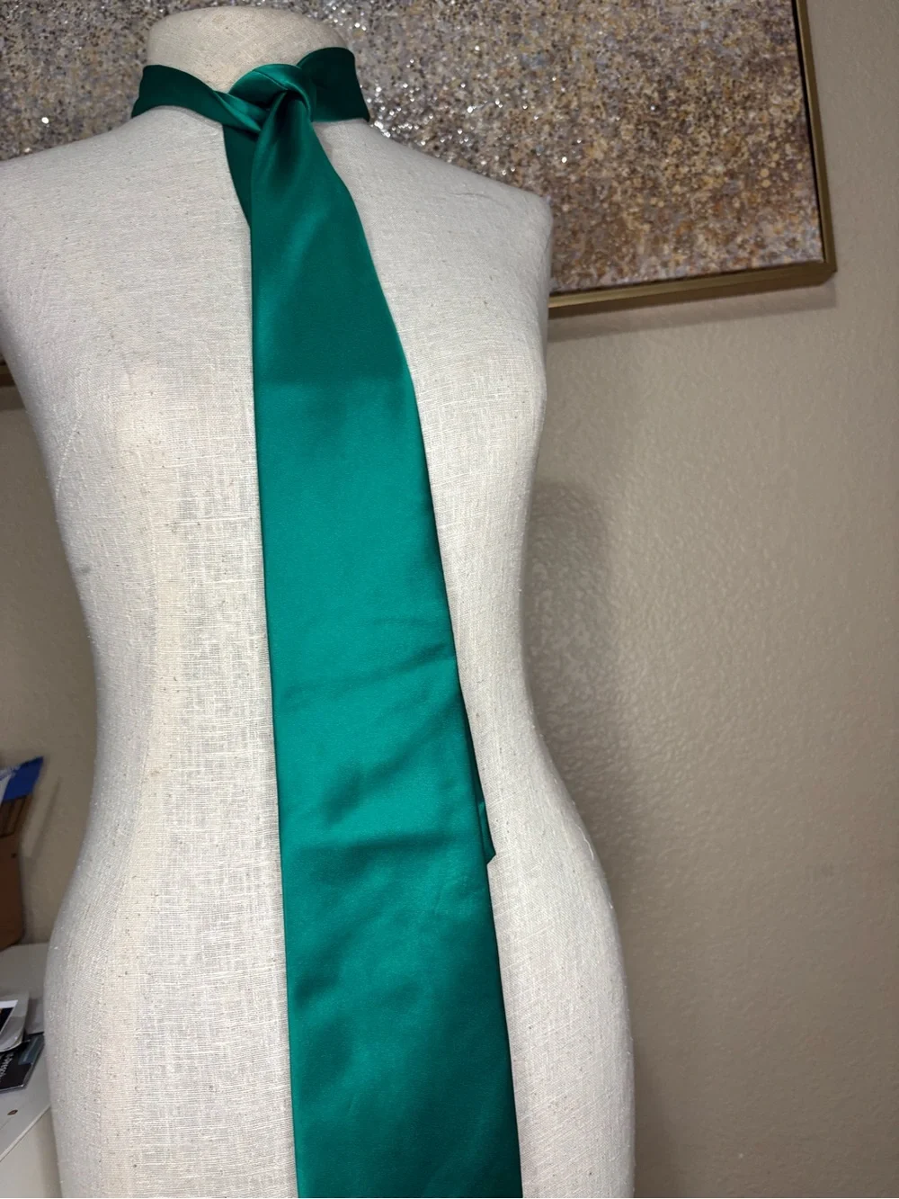 Vesuvio Napoli Emerald Green Satin Tie Handmade Italian Formal Wedding Necktie